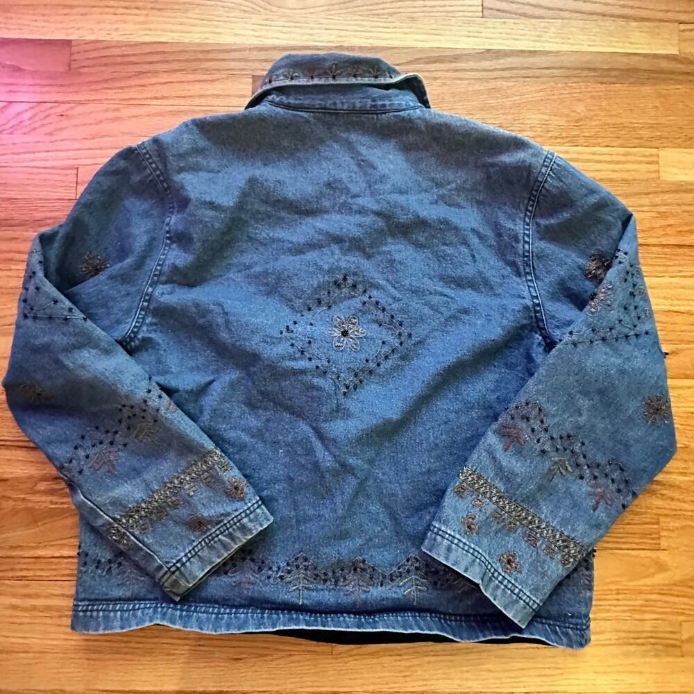 NEW DIRECTIONS x Unique Womens Embroidered & Beaded Denim Jacket. l Size Large - Picture 8 of 8